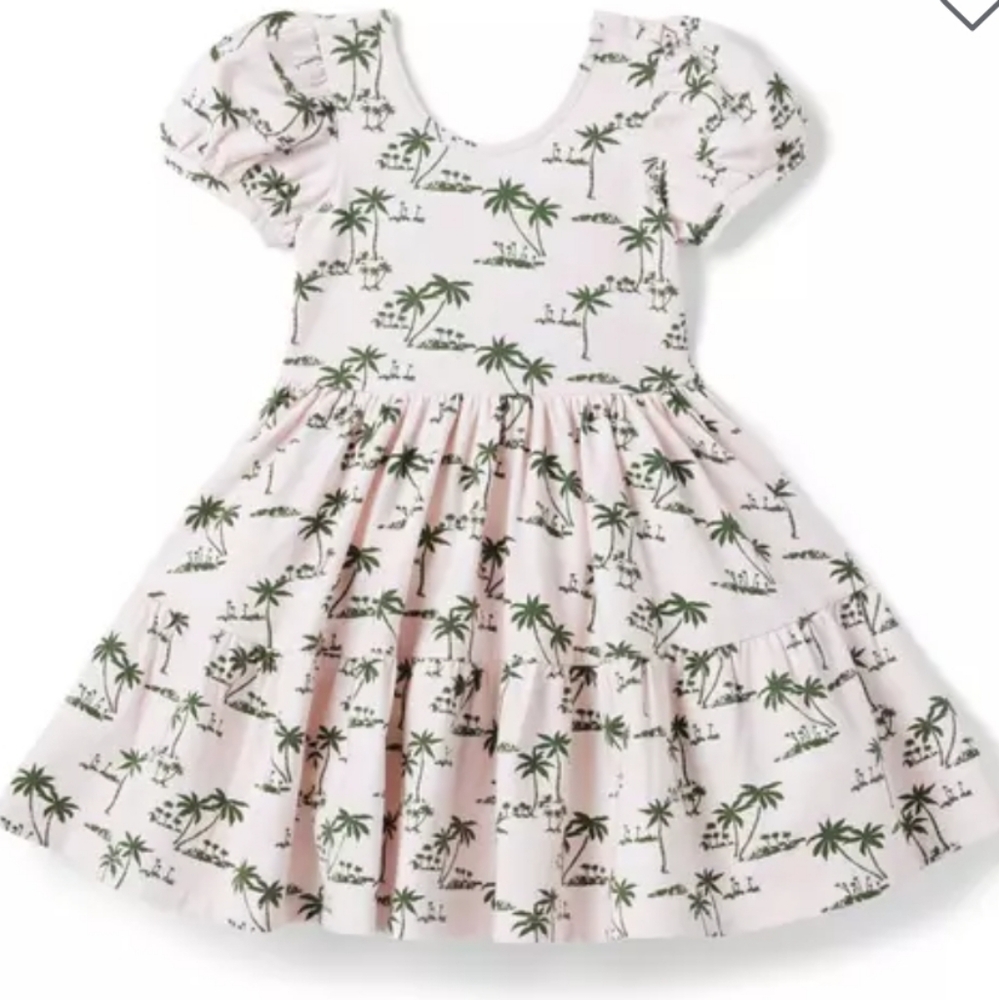 Janie and Jack The Everyday Puff Sleeve Dress  Mauve Chalk Palm 18-24 months